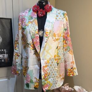 Nwot 16 Eloquii Floral Patchwork Women's Blazer